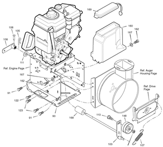 Frame Diagram and Parts List for 629110X16B 2004 Briggs and Stratton Snow Blower